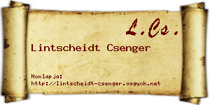 Lintscheidt Csenger névjegykártya